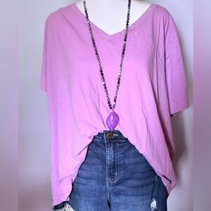 Ava & Viv Pink Oversized Short Sleeve Tee
